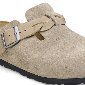 BIRKENSTOCK boston braided taupe suede